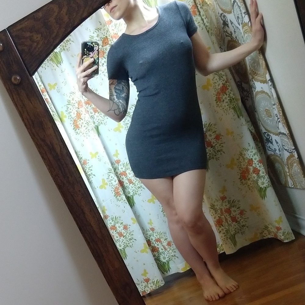 John Galt Soft Ribbed Poly Rayon Mini Tee Dress